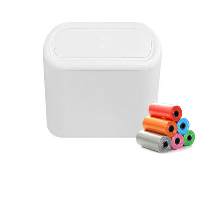 Car Trash Bin White with Garbage Bags