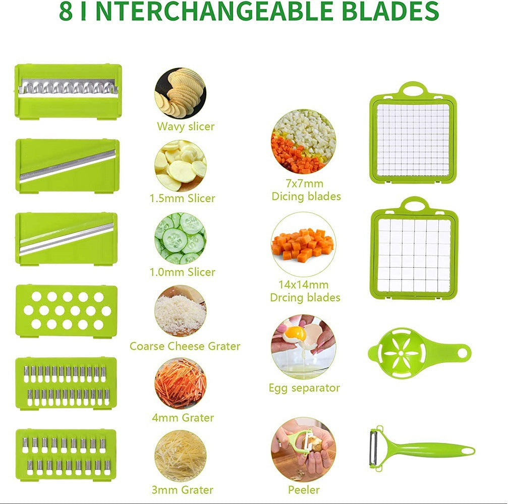 Vegetable Chopper 8 Interchangeable Blades